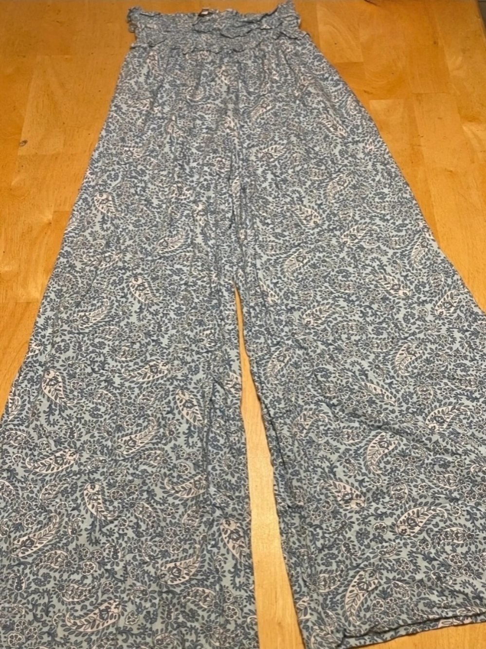 Patrons of Peace Light Blue Floral Paisley Wide-Leg Palazzo Pants - Picture 2 of 11